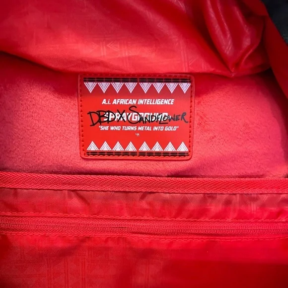 Sprayground African Intelligence AI Sandflower Backpack Stars Beads Black - Picture 11 of 11